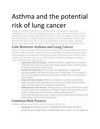 Asthma and the potential risk of lung cancer