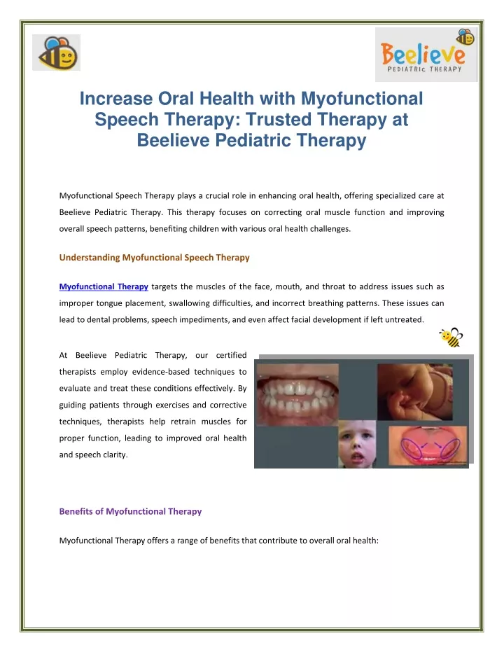 increase oral health with myofunctional speech