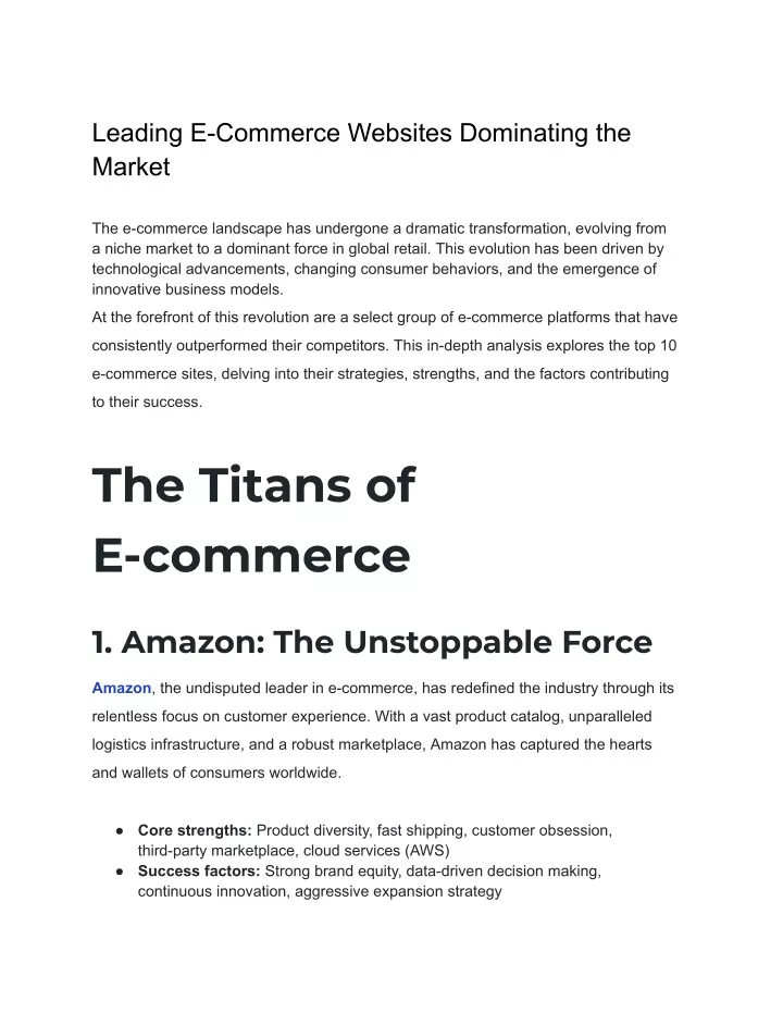 leading e commerce websites dominating the market