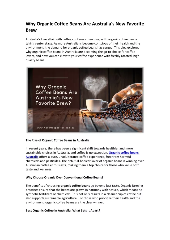 why organic coffee beans are australia