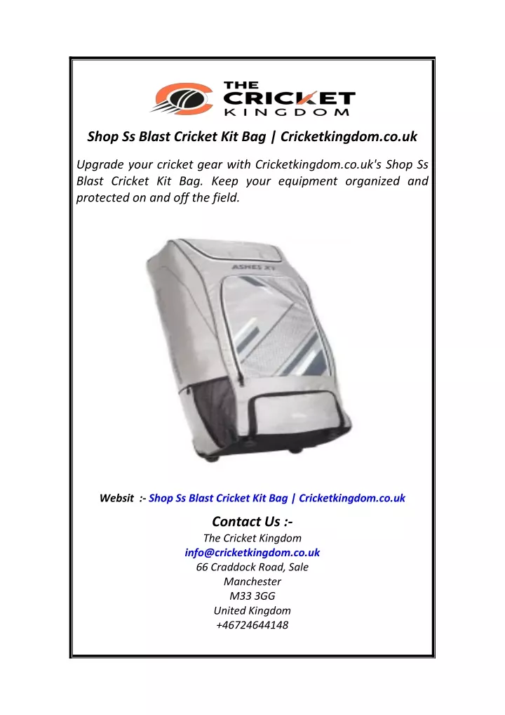 shop ss blast cricket kit bag cricketkingdom co uk