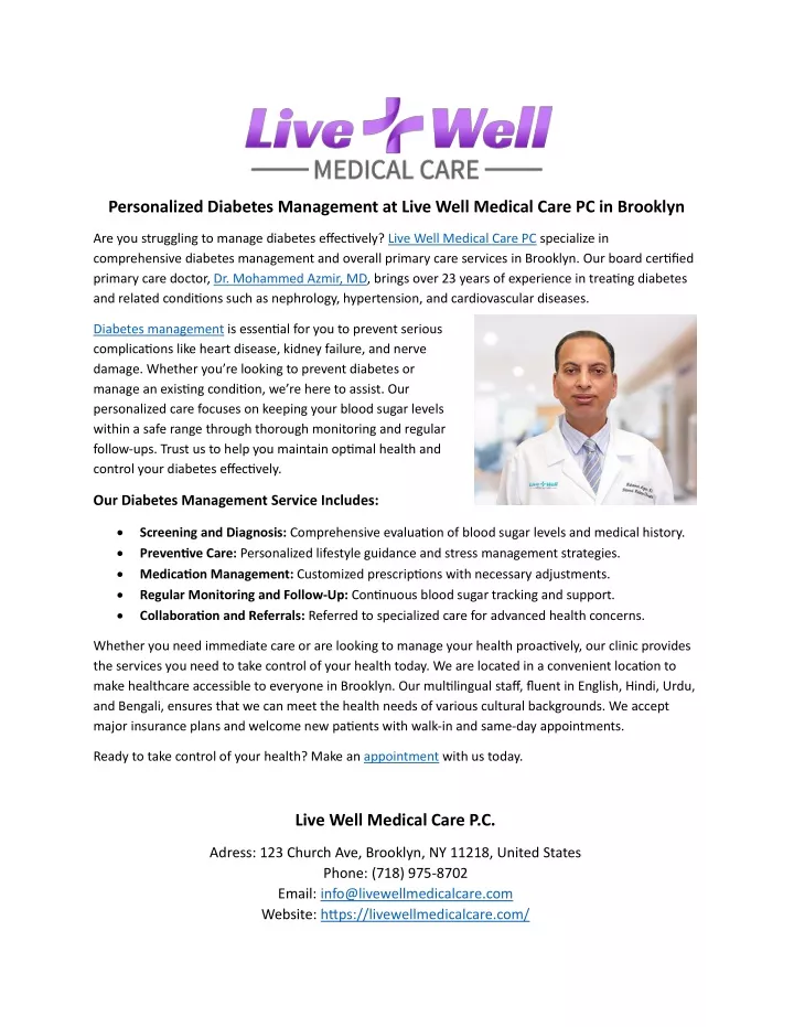 personalized diabetes management at live well