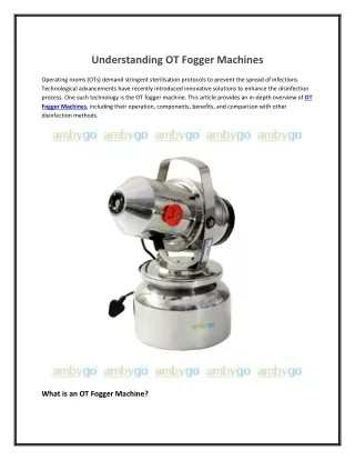understanding ot fogger machines