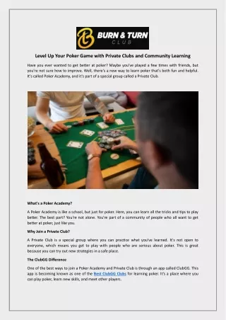 Level Up Your Poker Game with Private Clubs and Community Learning