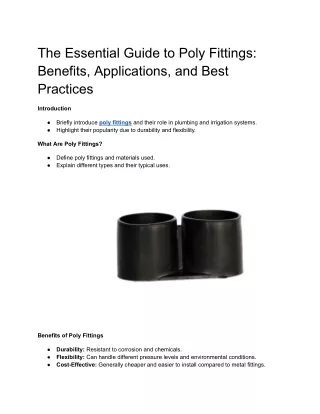 The Essential Guide to Poly Fittings_ Benefits, Applications, and Best Practices