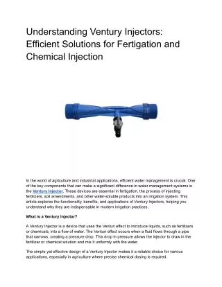 understanding ventury injectors efficient