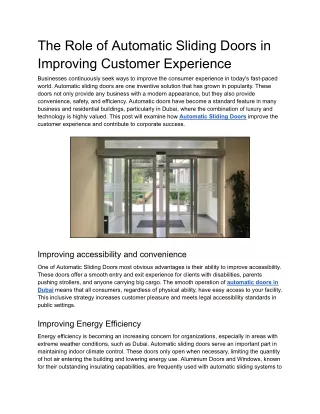 The Role of Automatic Sliding Doors in Improving Customer Experience