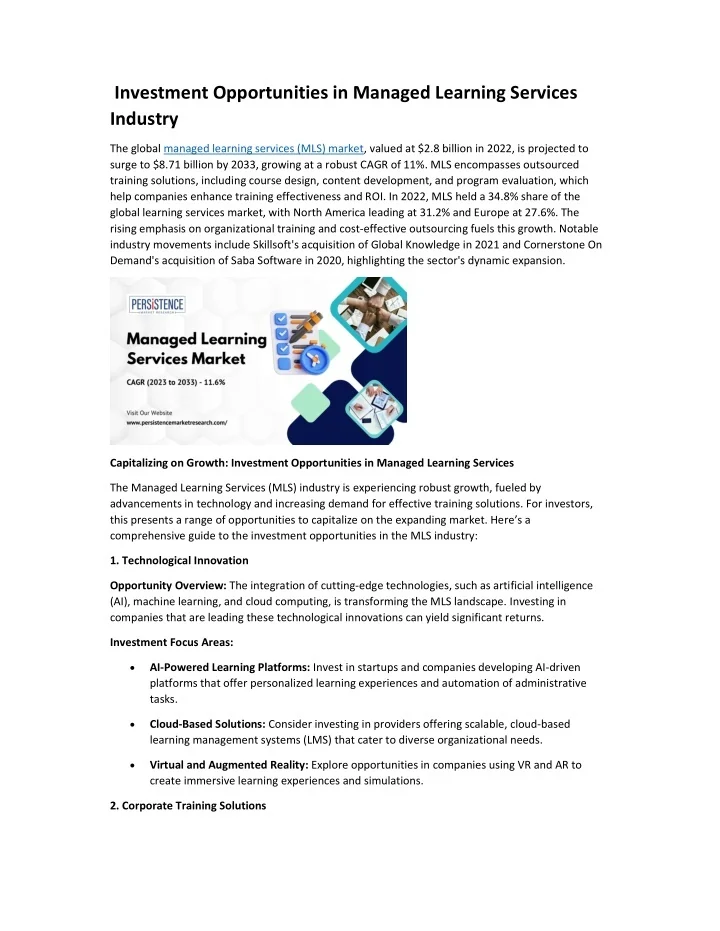 PPT - Investment Opportunities in Managed Learning Services Industry ...