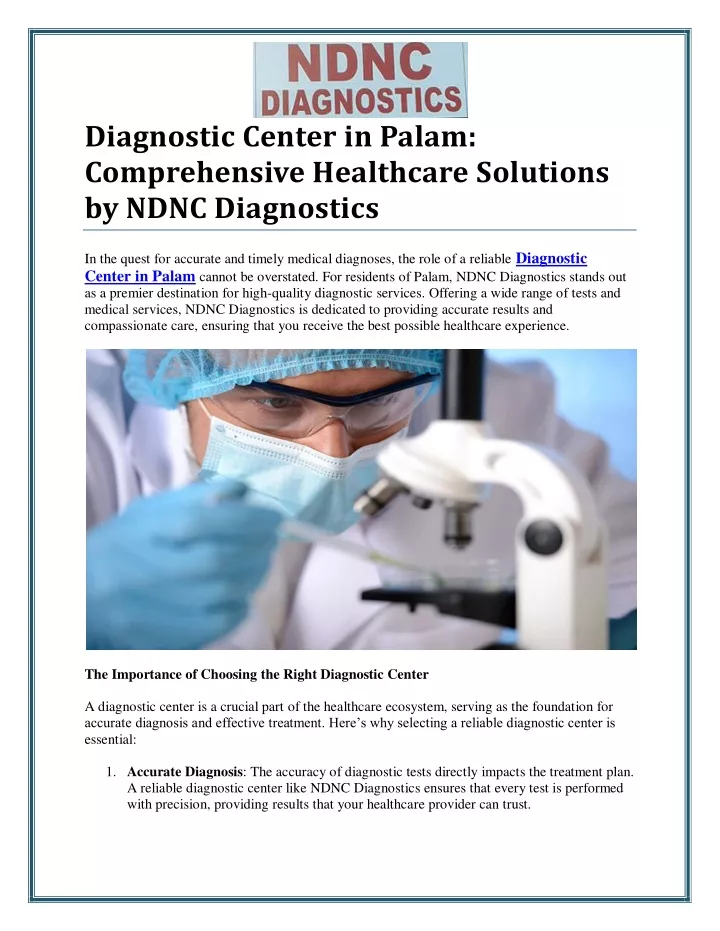 diagnostic center in palam comprehensive