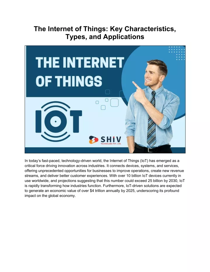 the internet of things key characteristics types