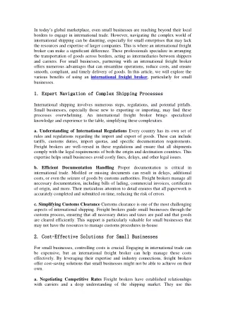The Benefits of Using an International Freight Broker for Small Businesses