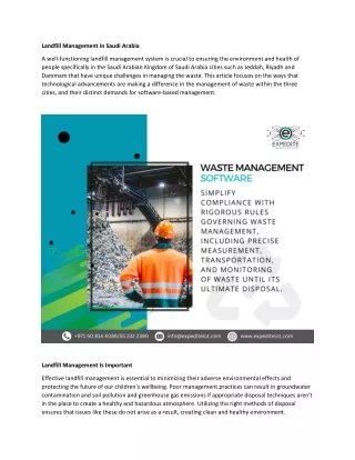 Landfill Management in the Kingdom of Saudi Arabia