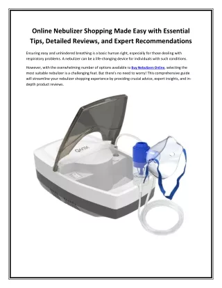 Online Nebulizer Shopping Made Easy with Essential Tips, Detailed Reviews, and Expert Recommendations