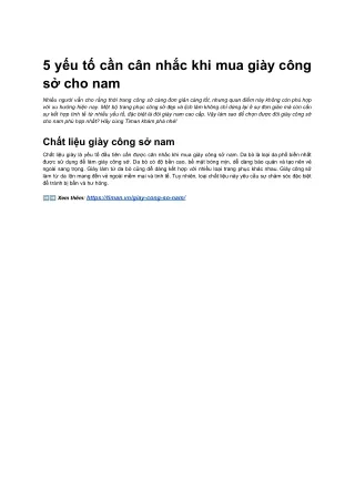 5 yếu tố cần cân nhắc khi mua giày công sở cho nam