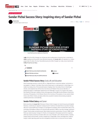 Sundar Pichai Success Story Inspiring story of Sundar Pichai