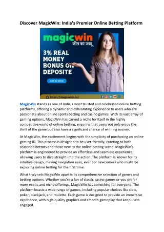 Discover MagicWin India's Premier Online Betting Platform
