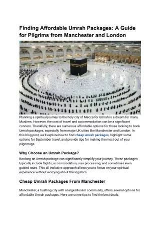 Finding Affordable Umrah Packages A Guide for Pilgrims from Manchester and London