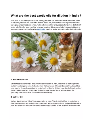 What are the best exotic oils for dilution in India