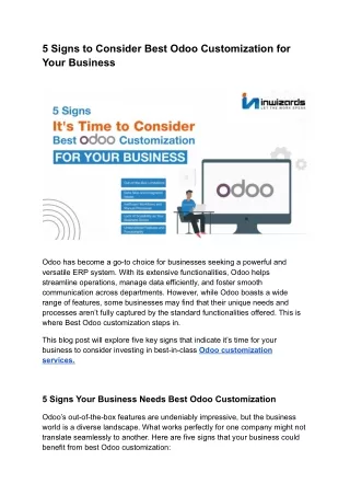 5 Signs to Consider Best Odoo Customization for Your Business