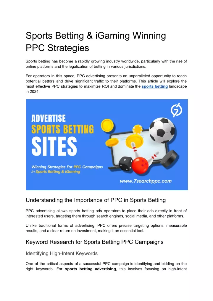 sports betting igaming winning ppc strategies