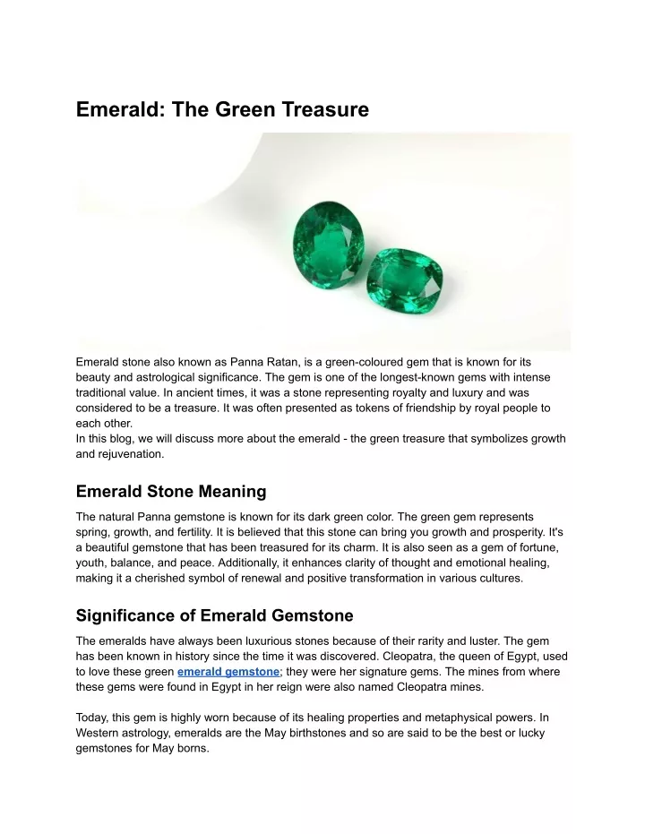 emerald the green treasure