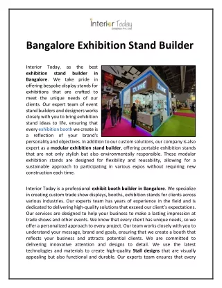 Bangalore Exhibition Stand Builder