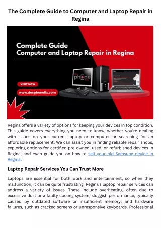 The Complete Guide to Computer and Laptop Repair in Regina