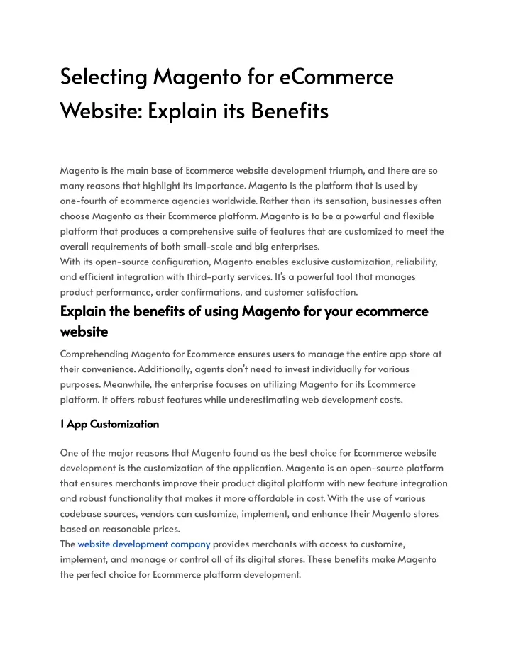 selecting magento for ecommerce website explain