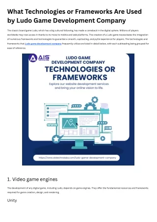 Technologies or Frameworks Are Used by Ludo Game Development Company