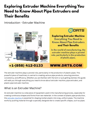 Exploring Extruder Machine Everything You Need to Know About Pipe Extruders and Their Benefits