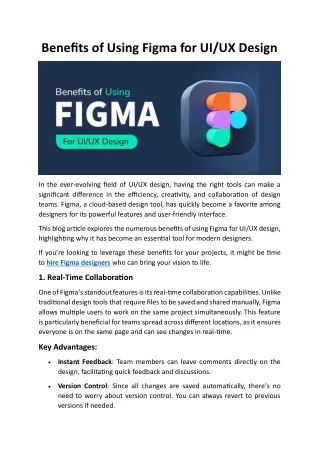 Benefits of Using Figma for UI-UX Design