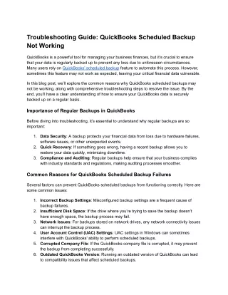 troubleshooting guide quickbooks scheduled backup