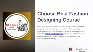 Choose Best Fashion Designing Course