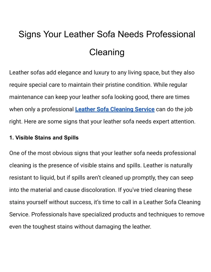 signs your leather sofa needs professional