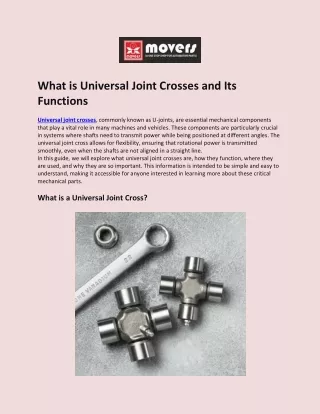 What is Universal Joint Crosses and Its Functions?