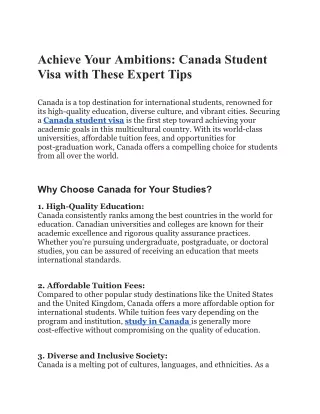 Canada Student Visa