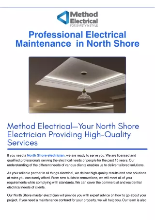professional electrical maintenance in north shore