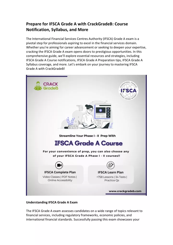 prepare for ifsca grade a with crackgradeb course