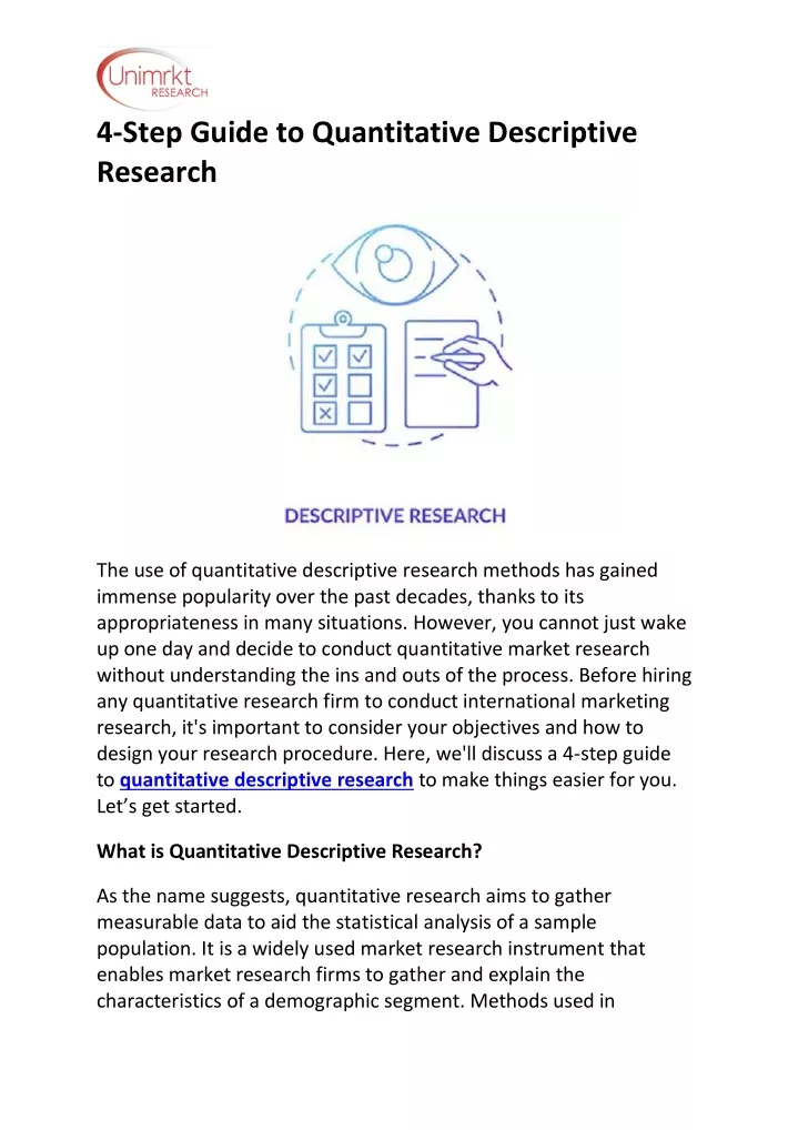 4 step guide to quantitative descriptive research