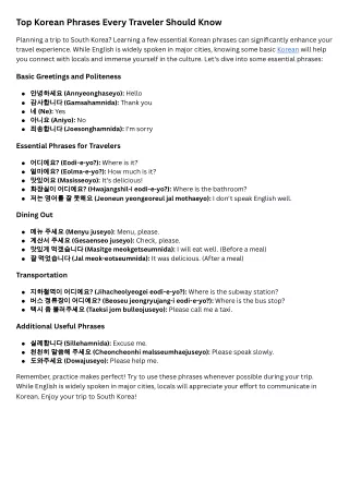 Top Korean Phrases Every Traveler Should Know