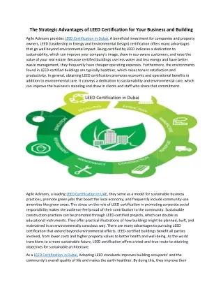 the strategic advantages of leed certification