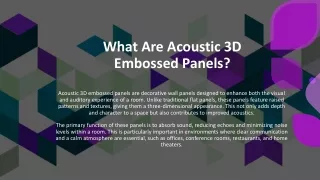 What Are Acoustic 3D Embossed Panels