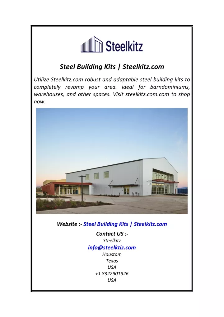 steel building kits steelkitz com