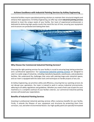 Achieve Excellence with Industrial Painting Services by Ashley Engineering