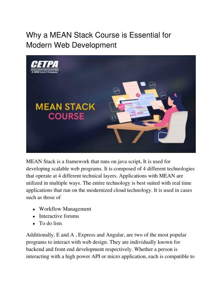 why a mean stack course is essential for modern