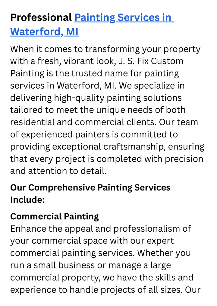 professional painting services in waterford mi