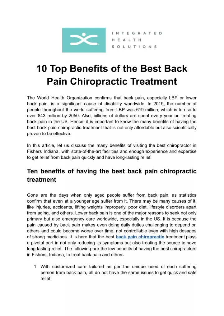 10 top benefits of the best back pain