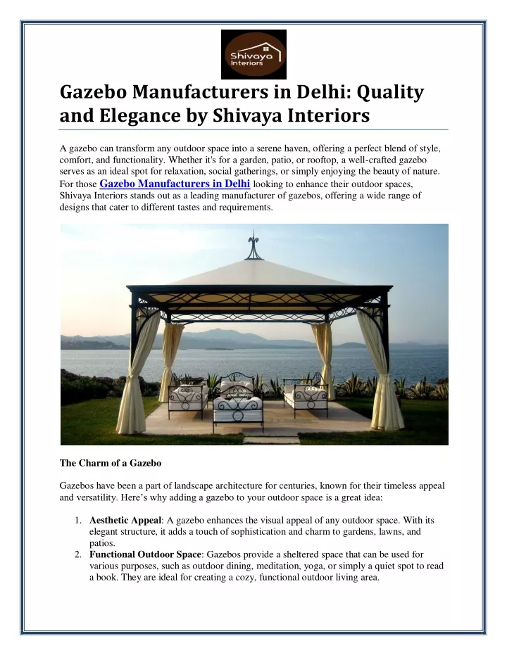 gazebo manufacturers in delhi quality