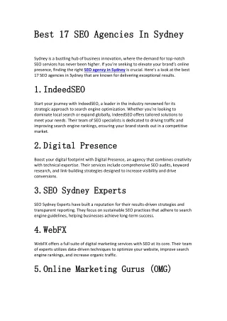 Best 17 SEO Agencies In Sydney