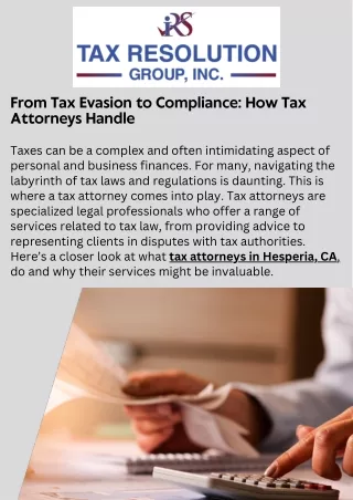 Working with a Tax Attorney in Hesperia, CA Has Many Benefits